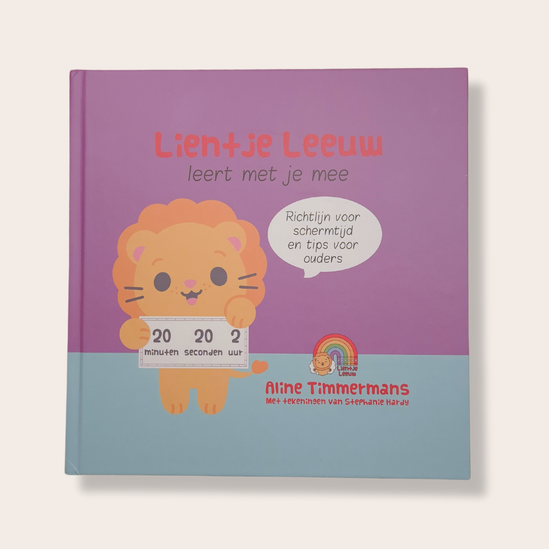 Cover van kinderboekje 'Lientje Leeuw leert met je mee' van Aline Timmermans